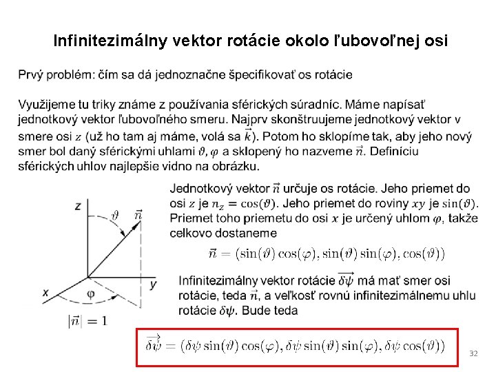 Infinitezimálny vektor rotácie okolo ľubovoľnej osi 32 