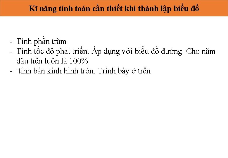 Kĩ năng tính toán cần thiết khi thành lập biểu đồ - Tính phần