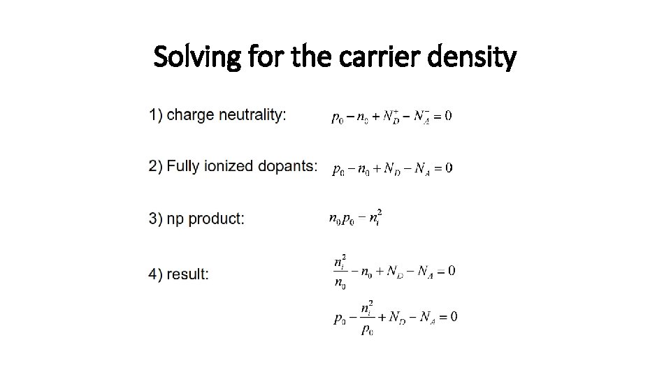 Solving for the carrier density 