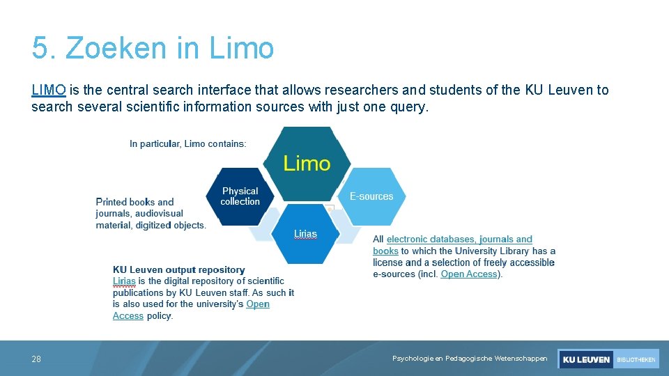 5. Zoeken in Limo LIMO is the central search interface that allows researchers and