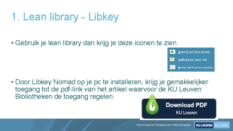 1. Lean library - Libkey • Gebruik je lean library dan krijg je deze