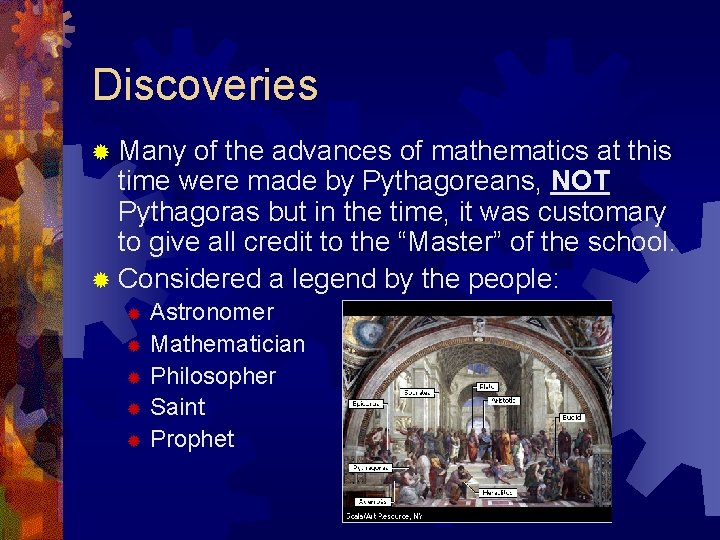 Discoveries ® Many of the advances of mathematics at this time were made by