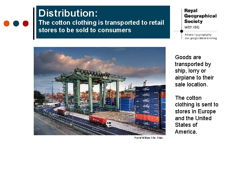 Distribution: The cotton clothing is transported to retail stores to be sold to consumers