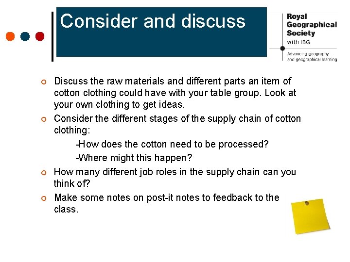 Consider and discuss ¢ ¢ Discuss the raw materials and different parts an item