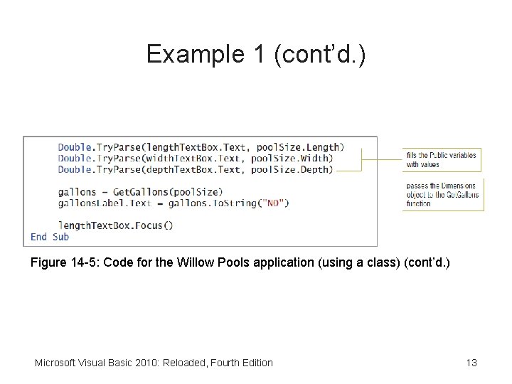 Example 1 (cont’d. ) Figure 14 -5: Code for the Willow Pools application (using