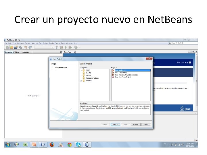 Crear un proyecto nuevo en Net. Beans 