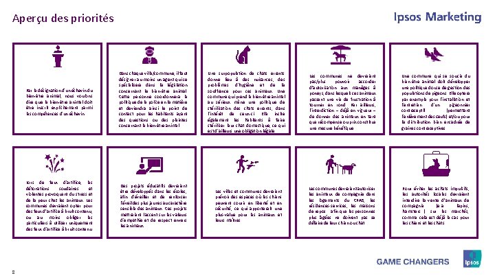 Aperçu des priorités Par la désignation d'un échevin du bien-être animal, nous voulons dire