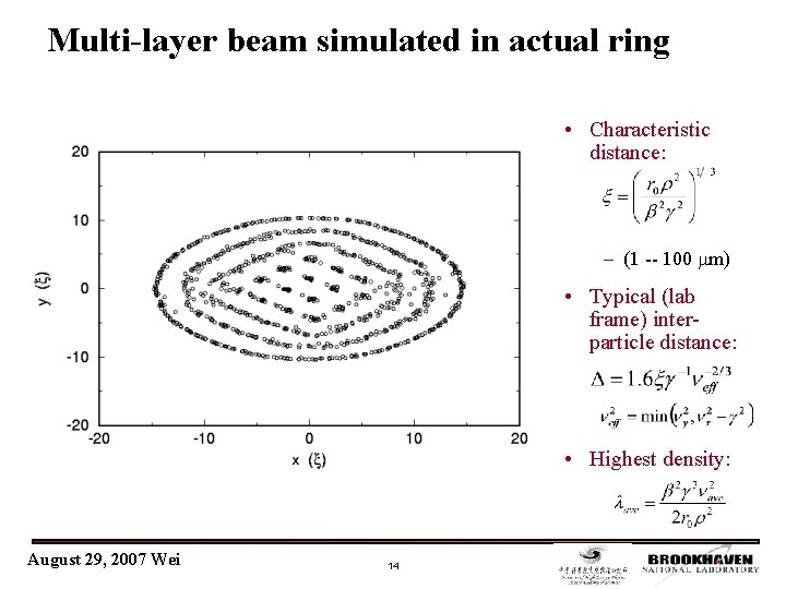 Multi-layer beam simulated in actual ring • Characteristic distance: – (1 -- 100 mm)