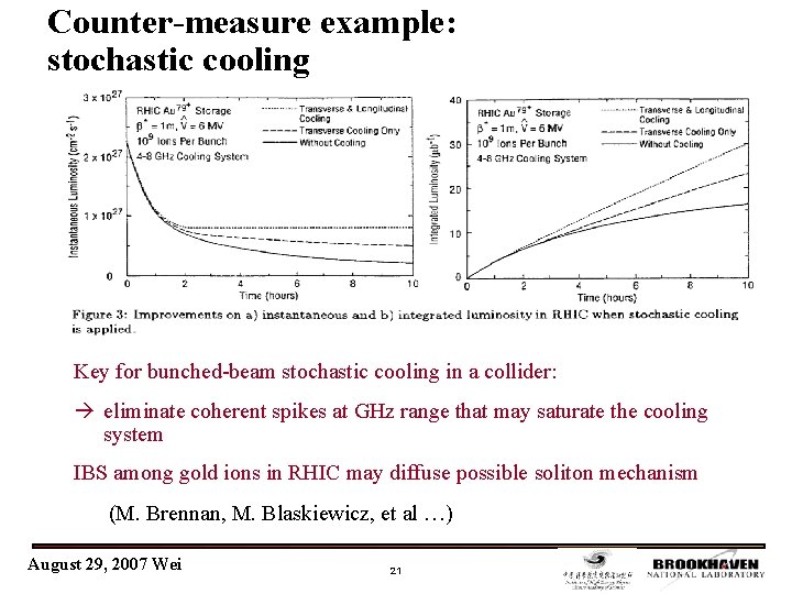 Counter-measure example: stochastic cooling Key for bunched-beam stochastic cooling in a collider: à eliminate