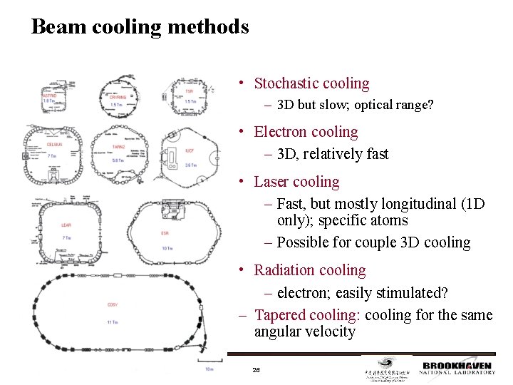 Beam cooling methods • Stochastic cooling – 3 D but slow; optical range? •