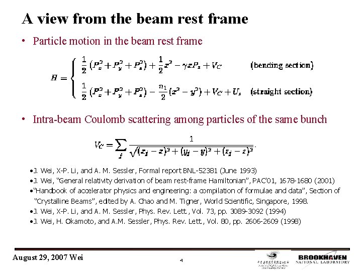 A view from the beam rest frame • Particle motion in the beam rest