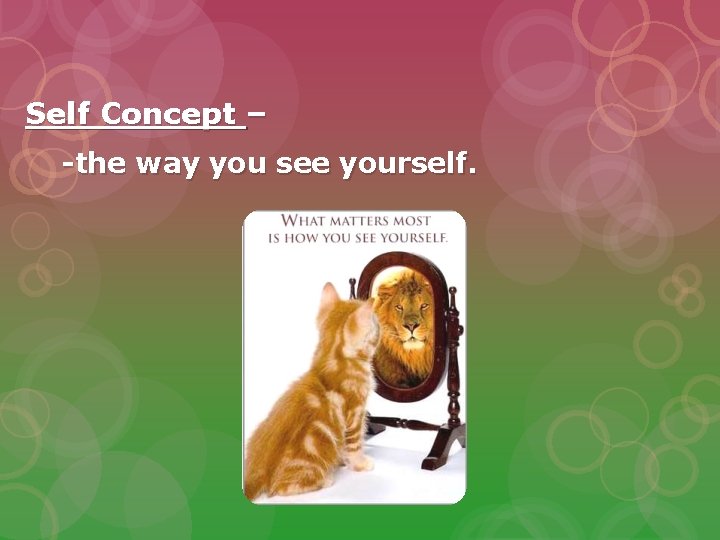 Self Concept – -the way you see yourself. 