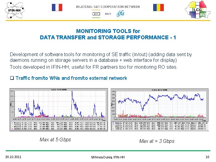 MONITORING TOOLS for DATA TRANSFER and STORAGE PERFORMANCE - 1 Development of software tools