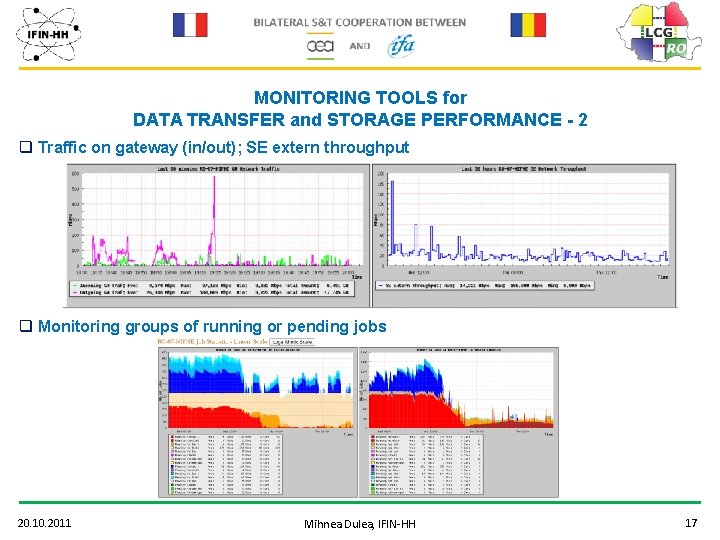 MONITORING TOOLS for DATA TRANSFER and STORAGE PERFORMANCE - 2 q Traffic on gateway