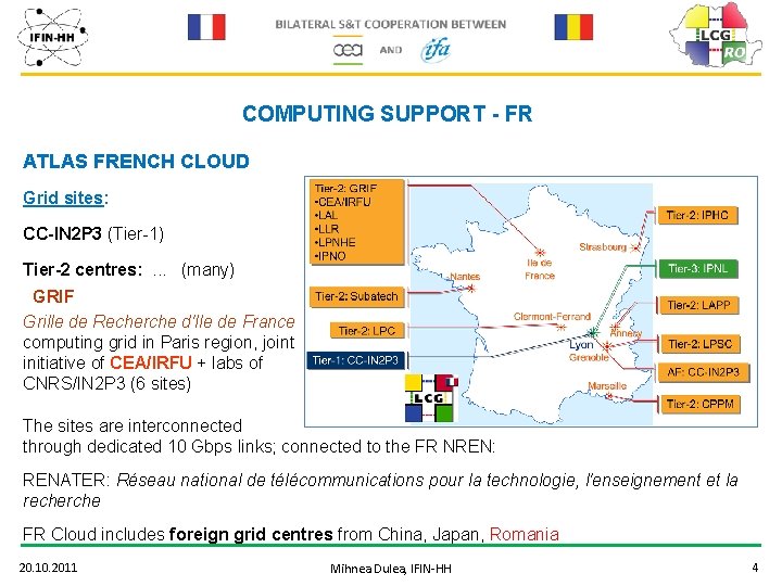 COMPUTING SUPPORT - FR ATLAS FRENCH CLOUD Grid sites: CC-IN 2 P 3 (Tier-1)