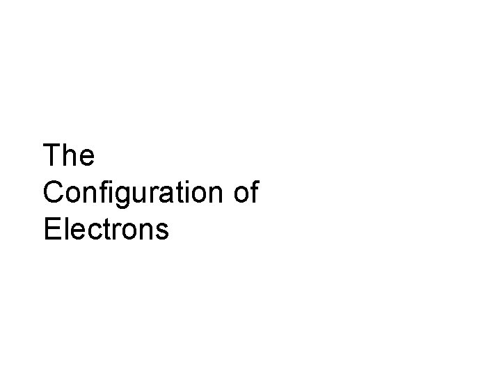 The Configuration of Electrons 