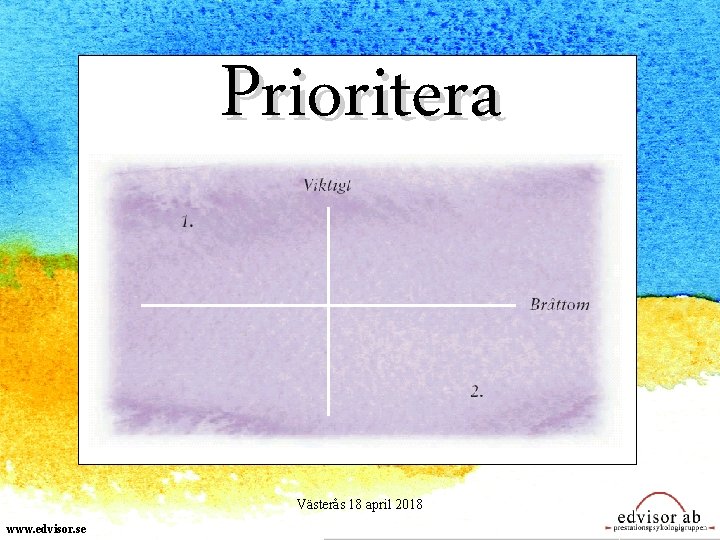 Prioritera Västerås 18 april 2018 www. edvisor. se 