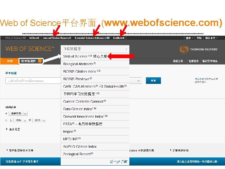 Web of Science平台界面 (www. webofscience. com) 