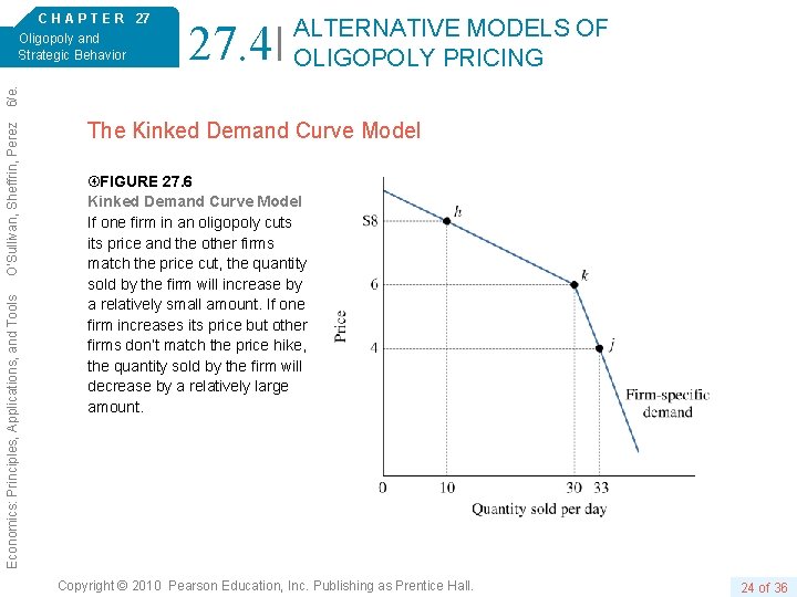 27. 4 ALTERNATIVE MODELS OF OLIGOPOLY PRICING Economics: Principles, Applications, and Tools O’Sullivan, Sheffrin,