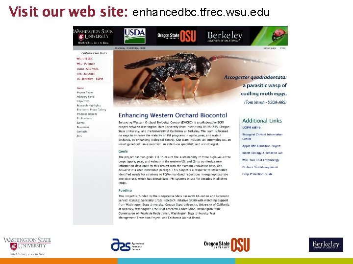 Visit our web site: enhancedbc. tfrec. wsu. edu 