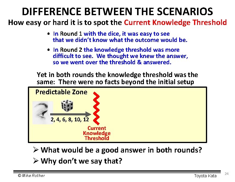 DIFFERENCE BETWEEN THE SCENARIOS How easy or hard it is to spot the Current