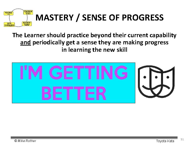 MASTERY / SENSE OF PROGRESS The Learner should practice beyond their current capability and