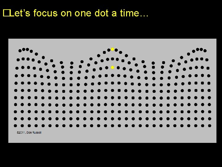 �Let’s focus on one dot a time… 