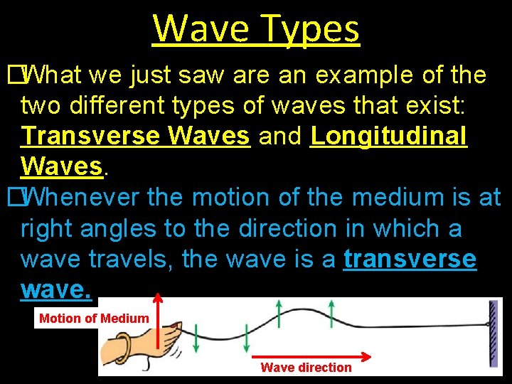 Wave Types �What we just saw are an example of the two different types