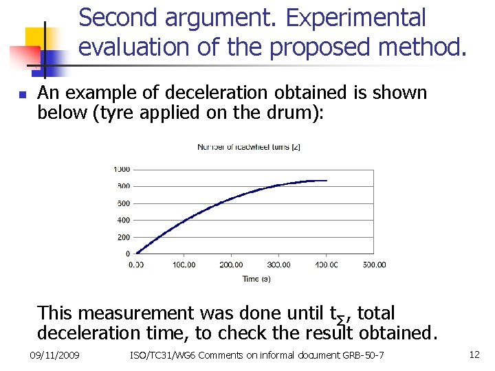 Second argument. Experimental evaluation of the proposed method. n An example of deceleration obtained