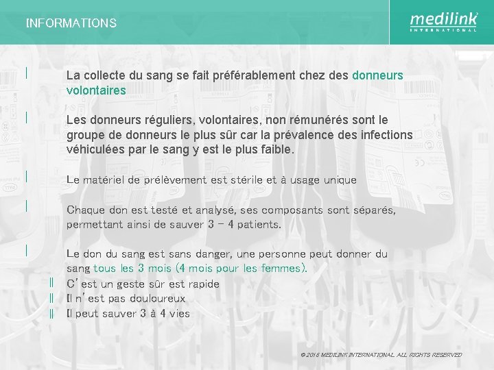 INFORMATIONS | La collecte du sang se fait préférablement chez des donneurs volontaires |