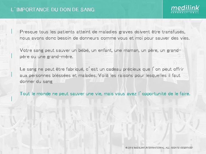 L’IMPORTANCE DU DON DE SANG | | | Presque tous les patients atteint de