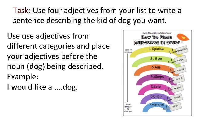 Task: Use four adjectives from your list to write a sentence describing the kid