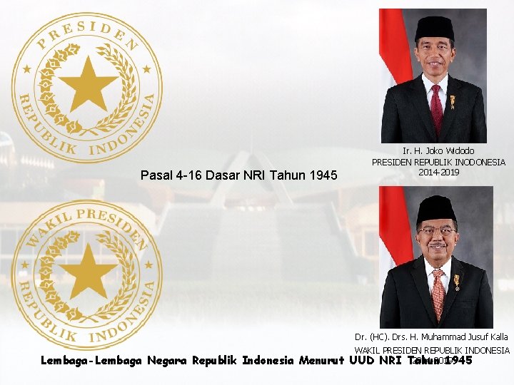 Pasal 4 -16 Dasar NRI Tahun 1945 Ir. H. Joko Widodo PRESIDEN REPUBLIK INODONESIA