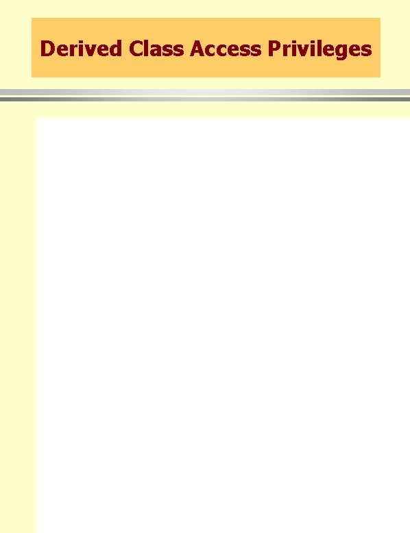 Derived Class Access Privileges Chapter 6 - Hierarchy 10 