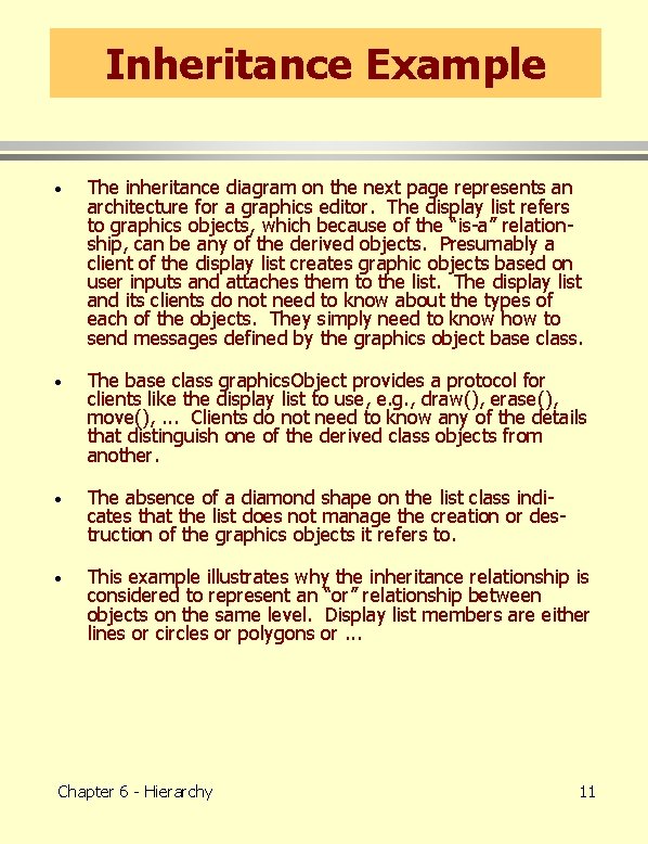 Inheritance Example · The inheritance diagram on the next page represents an architecture for