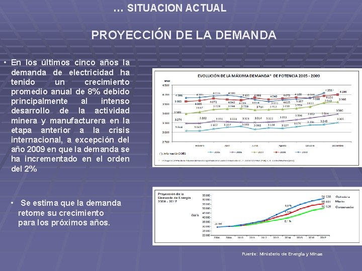 … SITUACION ACTUAL PROYECCIÓN DE LA DEMANDA • En los últimos cinco años la