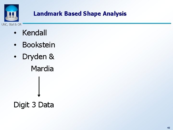 Landmark Based Shape Analysis UNC, Stat & OR • Kendall • Bookstein • Dryden