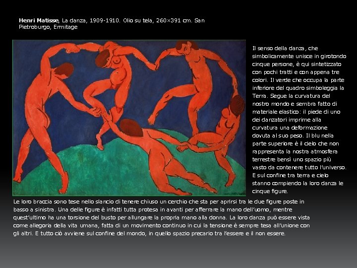 Henri Matisse, La danza, 1909 -1910. Olio su tela, 260× 391 cm. San Pietroburgo,