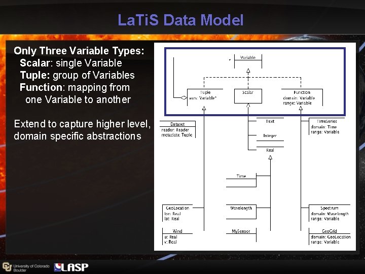La. Ti. S Data Model Only Three Variable Types: Scalar: single Variable Tuple: group La. Ti. S Data Model Only Three Variable Types: Scalar: single Variable Tuple: group