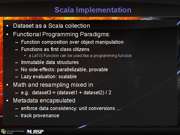 Scala Implementation • Dataset as a Scala collection • Functional Programming Paradigms: – Function Scala Implementation • Dataset as a Scala collection • Functional Programming Paradigms: – Function