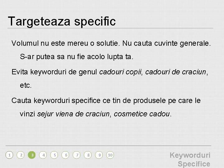 Targeteaza specific Volumul nu este mereu o solutie. Nu cauta cuvinte generale. S-ar putea