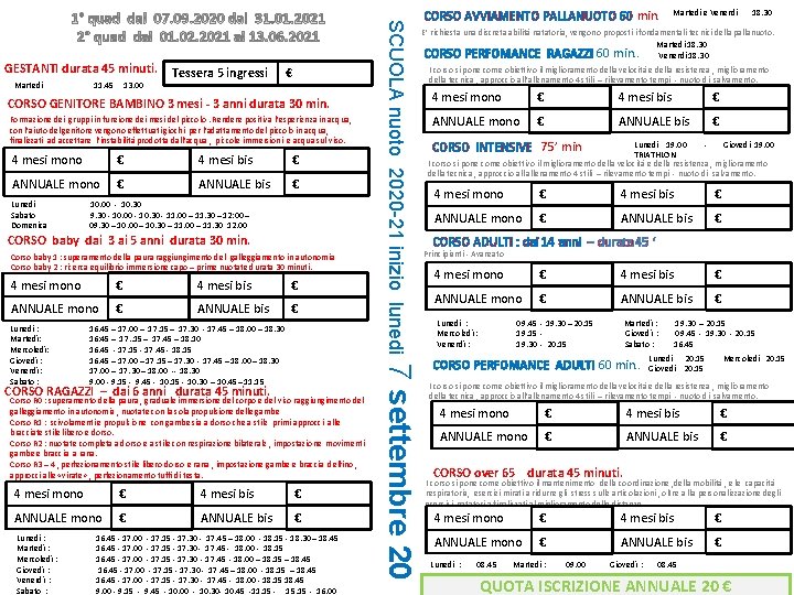 Martedi 11. 45 13. 00 Tessera 5 ingressi € CORSO GENITORE BAMBINO 3 mesi