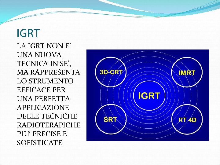 IGRT LA IGRT NON E’ UNA NUOVA TECNICA IN SE’, MA RAPPRESENTA LO STRUMENTO