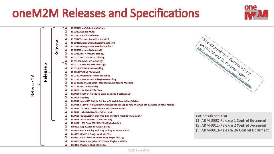 Release 2 A Release 1 one. M 2 M Releases and Specifications q q