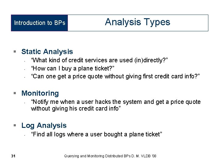 Introduction to BPs Analysis Types § Static Analysis • • • “What kind of