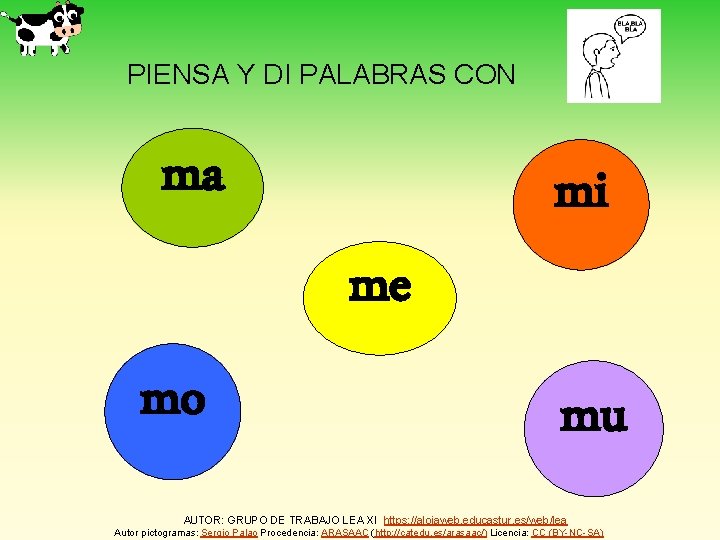 PIENSA Y DI PALABRAS CON ma me mo mi mu AUTOR: GRUPO DE TRABAJO