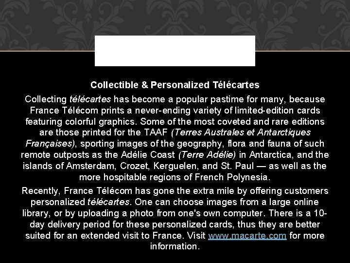 Collectible & Personalized Télécartes Collecting télécartes has become a popular pastime for many, because Collectible & Personalized Télécartes Collecting télécartes has become a popular pastime for many, because