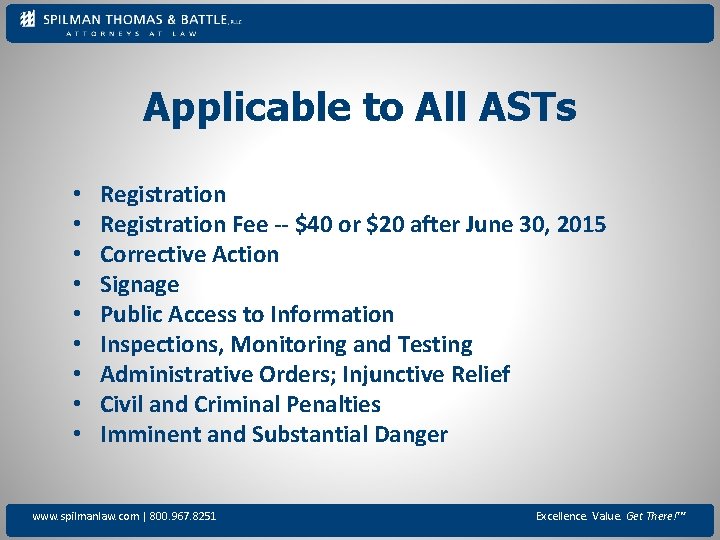 Applicable to All ASTs • • • Registration Fee -- $40 or $20 after