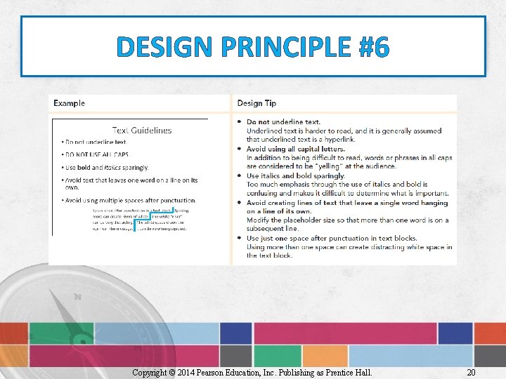 DESIGN PRINCIPLE #6 Copyright © 2014 Pearson Education, Inc. Publishing as Prentice Hall. 20