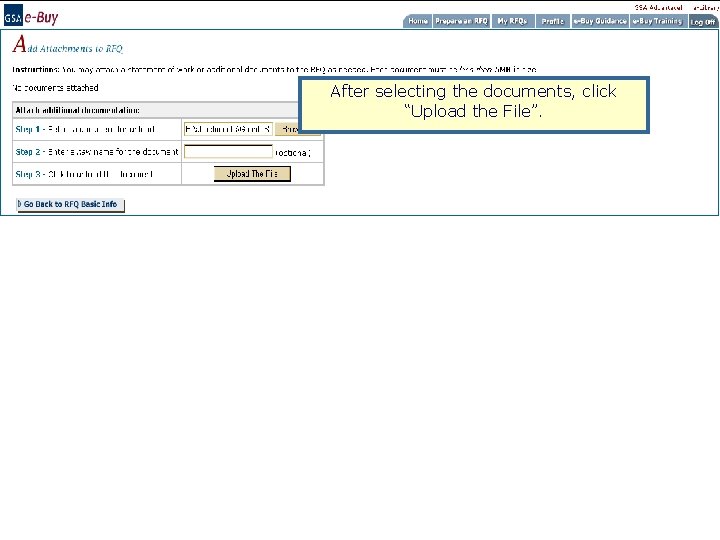 After selecting the documents, click “Upload the File”. 